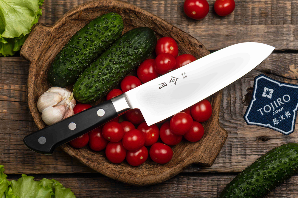 Новинка! Японский Кухонный Нож ШЕФ Сантоку Tojiro Fuji Cut, серия REIGETSU, длина лезвия 165 мм. сталь Мо-V, рукоять термопласт, заточка 8000 FC-1051