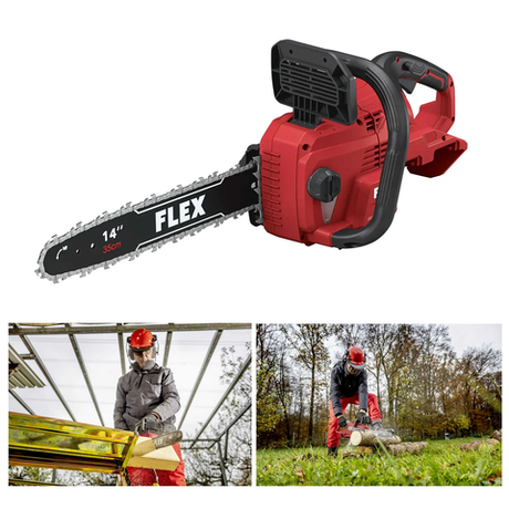 Новинка! Аккумуляторная цепная мощная пила FLEX GCS 35 2x18-EC для обрезки древесины толщиной 30 см 531276