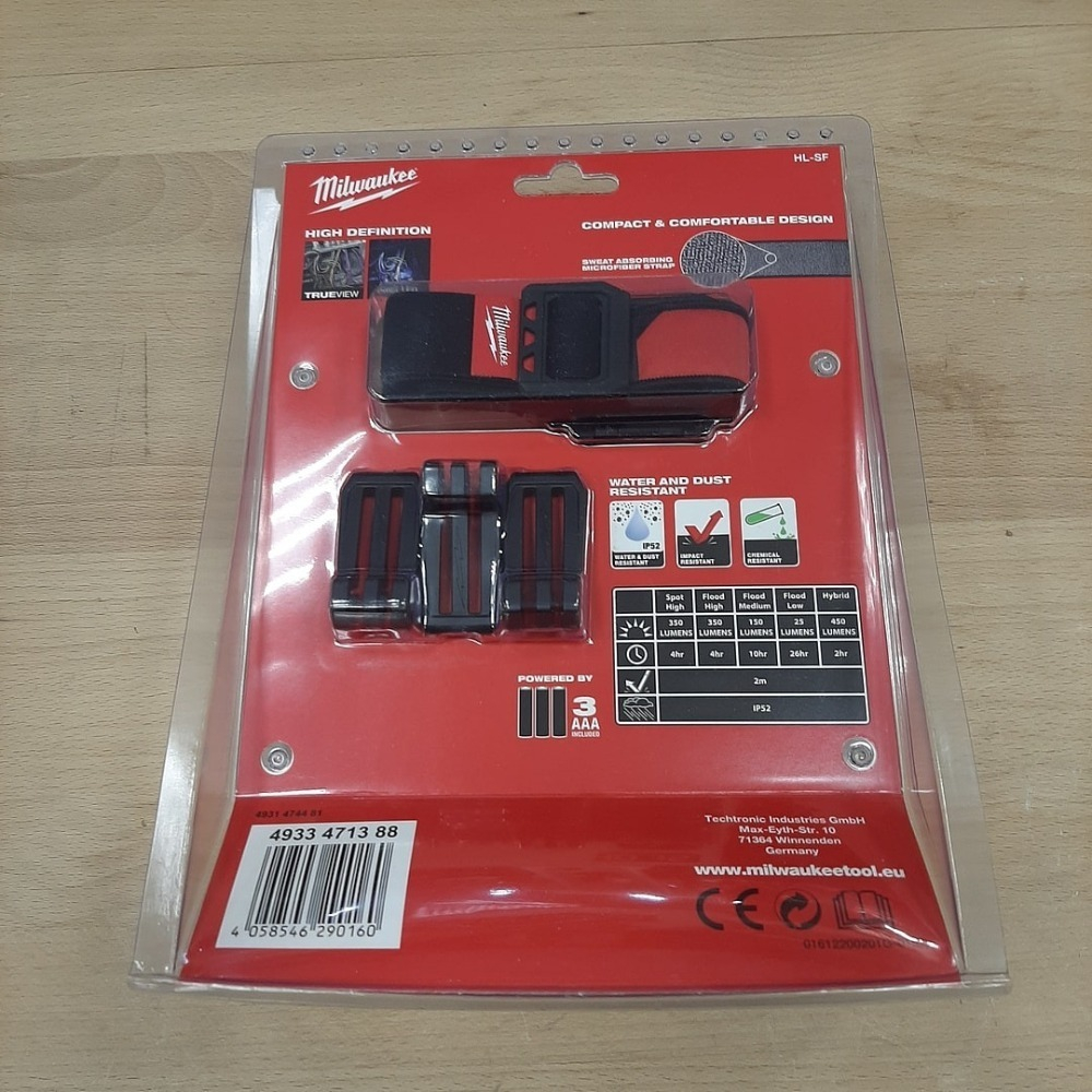 ХИТ! Налобный фонарь на батарейках HL-SF MILWAUKEE 4933471388