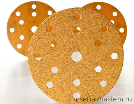 ХИТ! Комплект 100 шт Шлифовальные круги на бумажной основе липучка Mirka GOLD 150 мм 15 отверстий P 400 2361109941