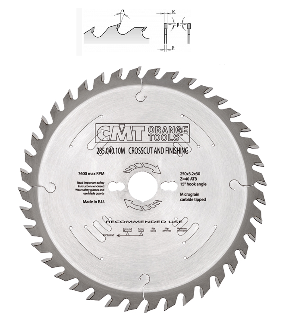 ХИТ! Диск пильный 254 x 30 x 2,4 / 1,8 -5 гр 10г р ATB Z60 CMT 294.060.10M