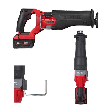 УДОБНЫЙ КОМПЛЕКТ! В кейсе M18 FSZ-502X: Сабельная пила аккумуляторная SAWZALL M18 FUEL FSZ-502X, Два Аккумулятора  M18 B5 5.0 Ач, Быстрое зарядное устройство M12-18 FC MILWAUKEE 4933478291