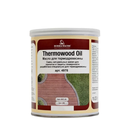 Новинка! Масло для термодревесины Borma Thermowood Oil цвет прозрачный 1 л, для наружных работ, обогащено УФ-фильтрами и антисептическими добавками 4978