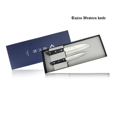 ХИТ! Набор Японских кухонных профессиональных ножей 2 шт, Поварской Сантоку 170 мм и Универсальный 135 мм, заточка 8000 Серия Western Knife GIFTSET Tojiro TBS-200