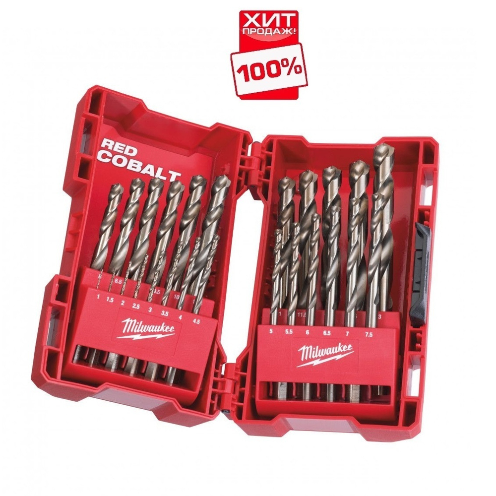 ХИТ! Набор сверл по металлу 25 единиц HSS-G Co DIN 338 MILWAUKEE 4932352471