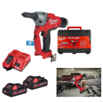УДОБНЫЙ КОМПЛЕКТ! В кейсе M18 FUEL ONEFPRT-202X: Аккумуляторный заклёпочник ONEFPRT-202X с ONE-KEY, ДВА Аккумулятора M18 B2 2.0 Ач, Быстрое зарядное устройство M12-18 FC Milwaukee 4933478602