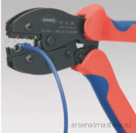 Пресс-клещи 220 мм PreciForce, 3 гнезда, изолированные гильзы, штекеры, 0.5 - 6.0 мм2 KNIPEX KN-975236