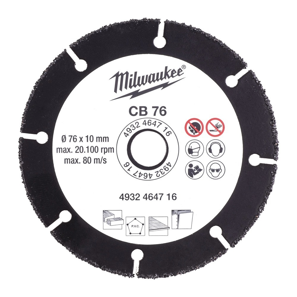 Диск карбидный по дереву и пластику CB 76 х 10 мм для M12 FCOT Milwaukee 4932464716
