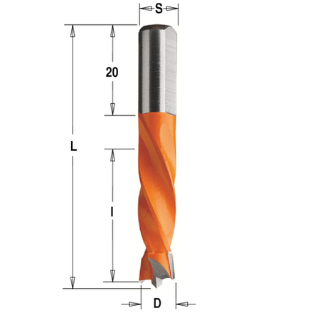 Сверло присадочное глухое D 8 l 30 L 55,5 S 8 вр. RH CMT 306.080.11