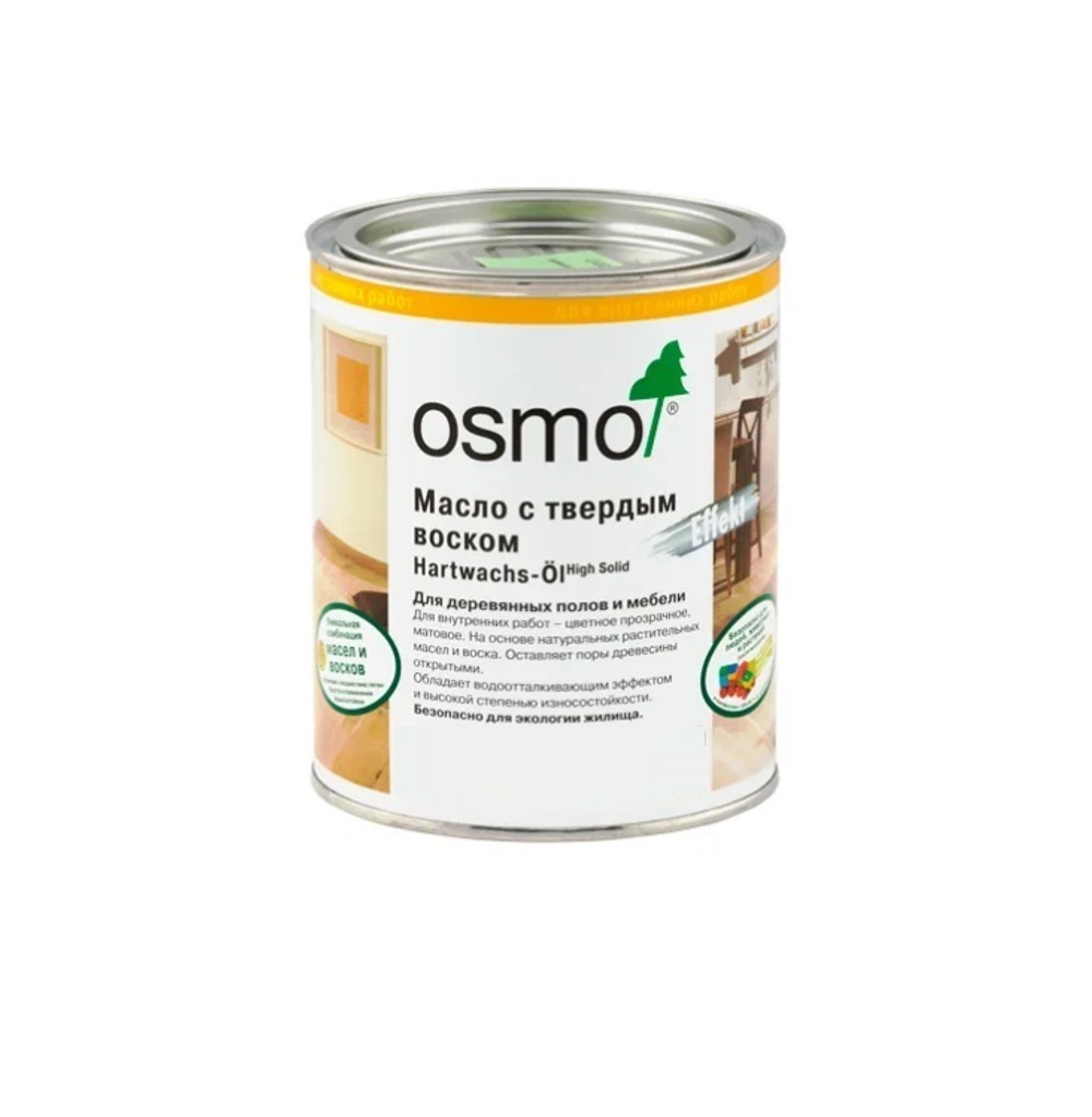 Цветное масло с твердым воском "Эффект Натур" Osmo 3044 Цвет необработанной древесины 0,75 л Hartwachs-Ol Effekt Natural для внутренних работ Osmo-3044-0.75 10300113