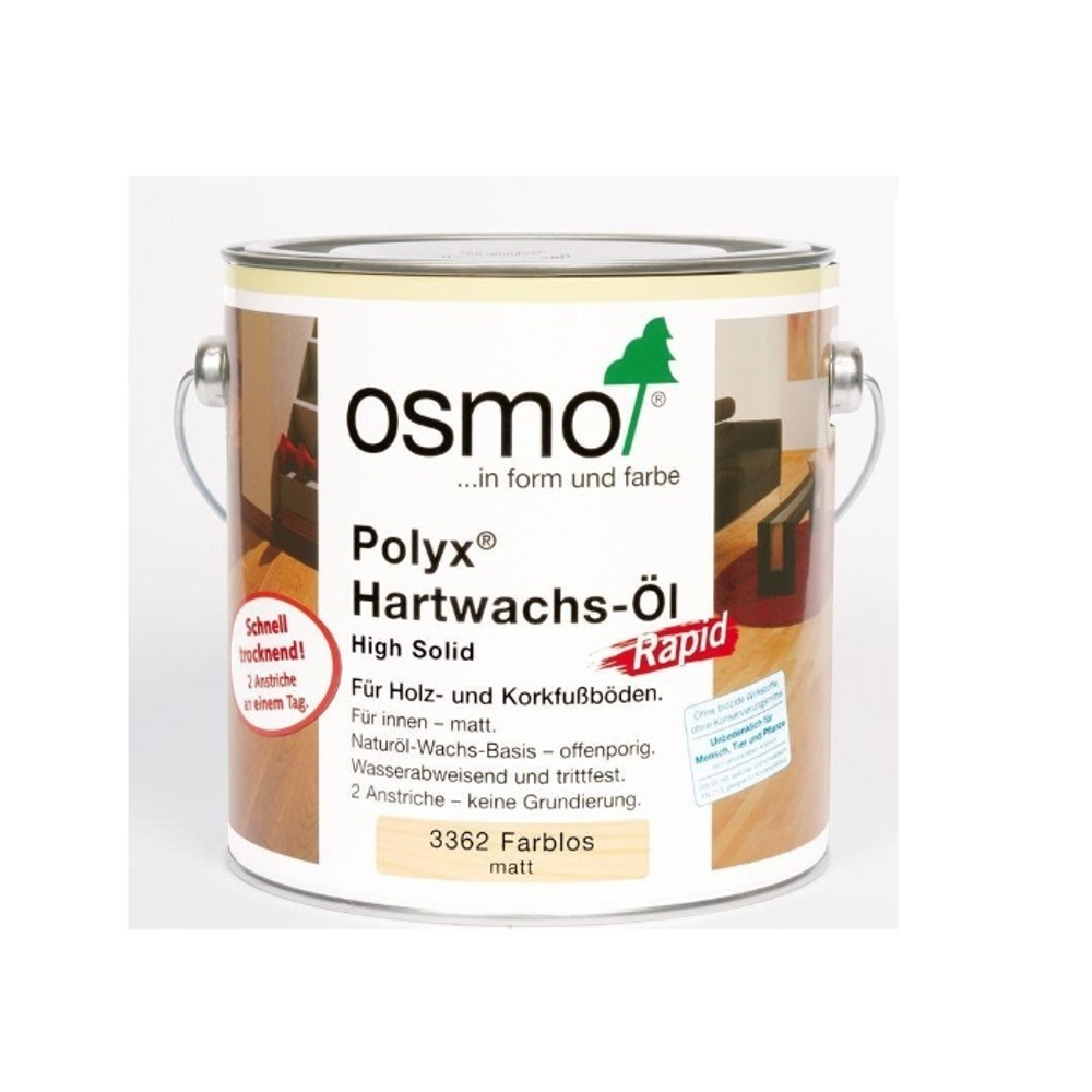 Масло экспресс с твердым воском Osmo 3362 Бесцветное матовое 0,75 л Hartwachs-Ol Express с ускоренным временем высыхания от 2-3 часов для внутренних работ Osmo-3362-0,75 10300282