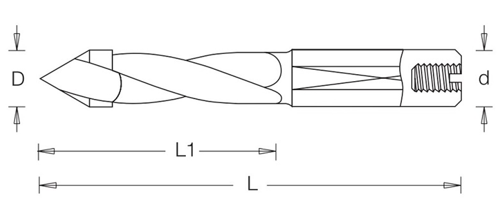 Сверло сквозное правое D 5 x 40 L 70 хвостовик 10 x 25 присадка Dimar 2016147