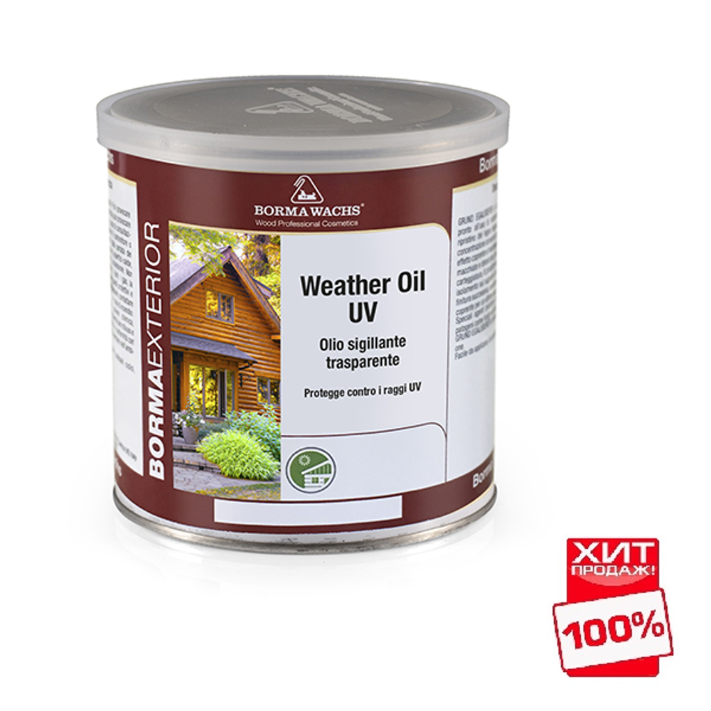 ХИТ! Масло Borma WEATHER OIL UV 1 л с УФ-фильтром прозрачное ПОГОДНОЕ для наружных и внутренних работ 3933.UV