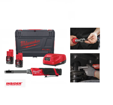 Новинка! УДОБНЫЙ КОМПЛЕКТ Milwaukee M12 FPTR-202X FUEL INSIDER Аккумуляторная трещотка удлиненная импульсная, ДВА Аккумулятора M12 B2 2.0 Ач, зарядное устройство C12 C в кейсе 4933499411