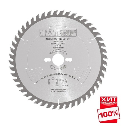 ХИТ! Диск пильный универсальный 250 x 30 x 3,2 / 2,2 15 гр 10 гр ATB Z 48 CMT 285.048.10M