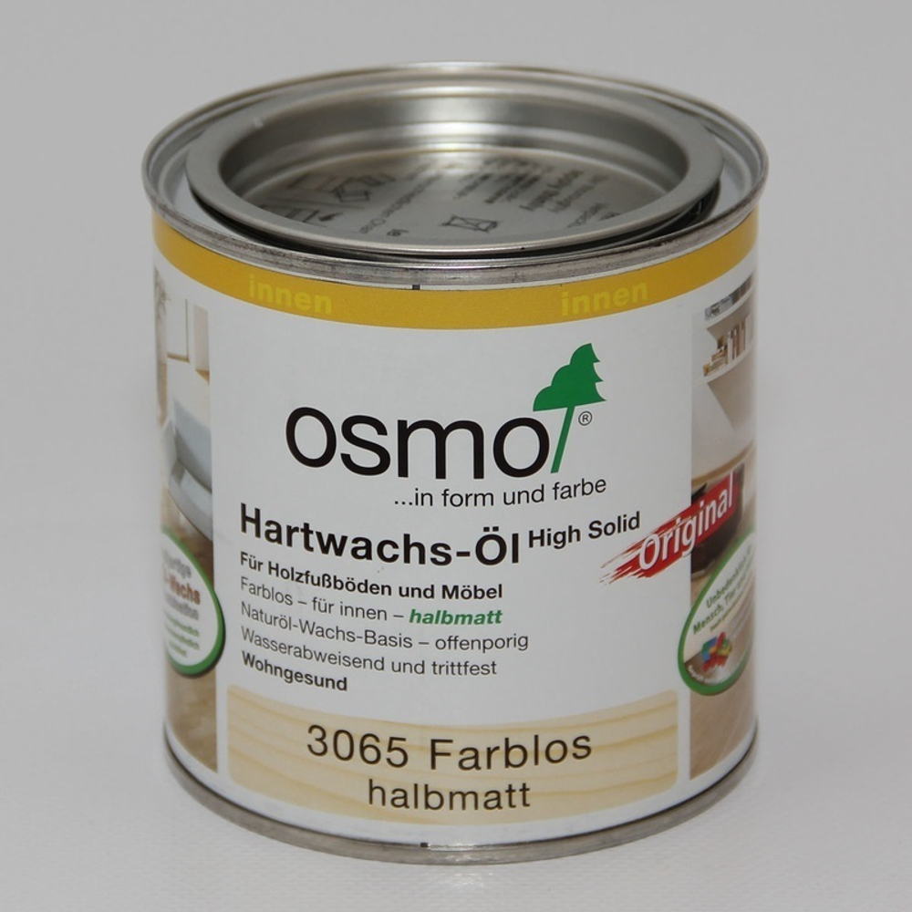 ХИТ! Масло с твердым воском Osmo 3065 бесцветное полуматовое 0,125 л Hartwachs-Ol Original для внутренних работ Osmo-3065-0,125 11100122