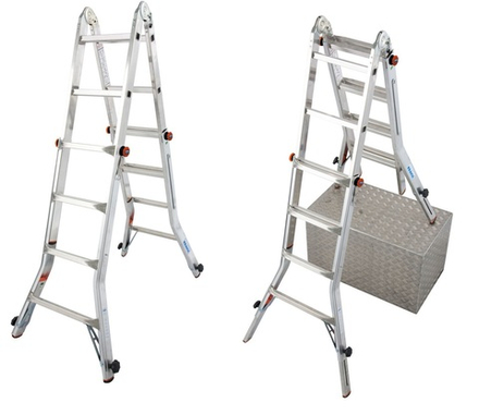 ХИТ! Шарнирная телескопическая лестница с перекладинами и с выдвижными боковинами Krause MONTO TELEVARIO 4 х 4 129970/