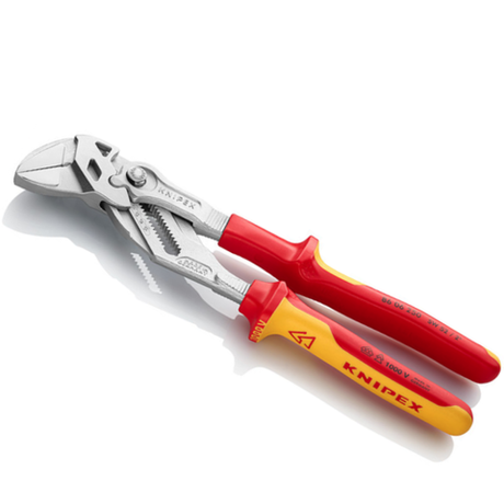 Клещи переставные - гаечный ключ VDE 250 мм, зев 52 мм, хром, 2-комп диэлектрические ручки 86 06 250 KNIPEX KN-8606250