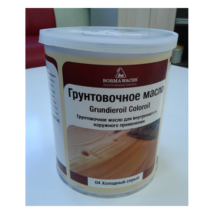 Масляное покрытие для полов и паркета (грунтовочное масло) Grundierol 125 мл цвет 4 холодный серый для внутренних работ Borma R3910-4.125