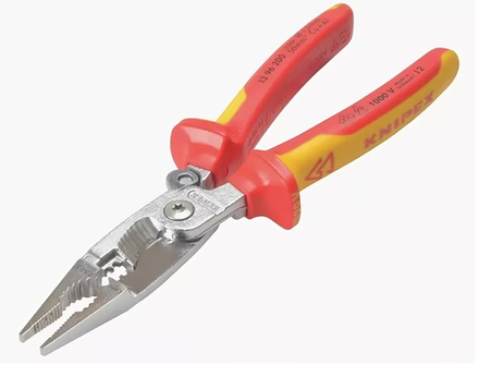 Многофункциональные клещи для электромонтажных работ Клещи электромонтажные 200 мм VDE "6-в-1", зачистка 0.75 – 1.5 / 2.5 мм2, рез 15 мм / 50 мм2 KNIPEX KN-1396200SB