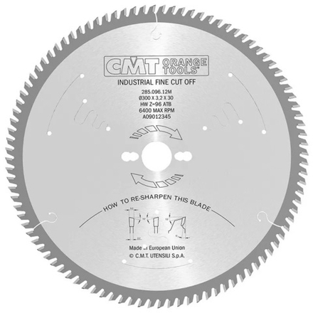 Новинка! Диск пильный поперечное пиление 300 x 30 x 3,2 / 2,2 5 гр 15 гр ATB Z 96 CMT 285.096.12M
