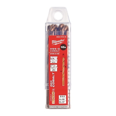 Новинка! Набор сверл по металлу 10 единиц HSS-Co DIN338 6 х 57 х 93 мм Milwaukee 4932373345