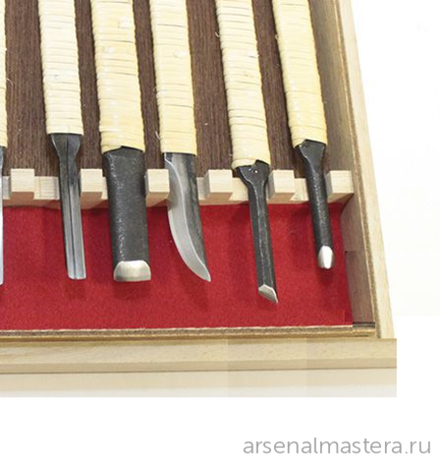 Набор японских резцов Kawakioy-Nori 10 шт (ротанговая обмотка, деревянный ящик) MT NORI-10 М00010464