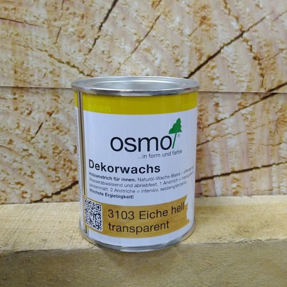 Прозрачная краска на основе цветных масел и воска Osmo 3103 Дуб светлый 0,125 л Dekorwachs Transparent для внутренних работ Osmo-3103-0,125 10100801