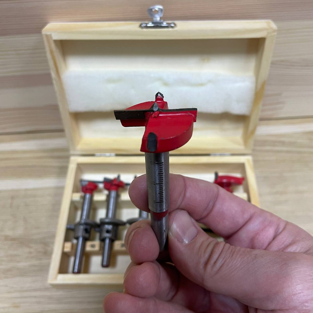 ХИТ! Набор 5 шт. сверл форстнера с регулируемым ограничителем врезания PROCUT Greencut 15, 20, 25, 30, 35 мм в коробке DL01005