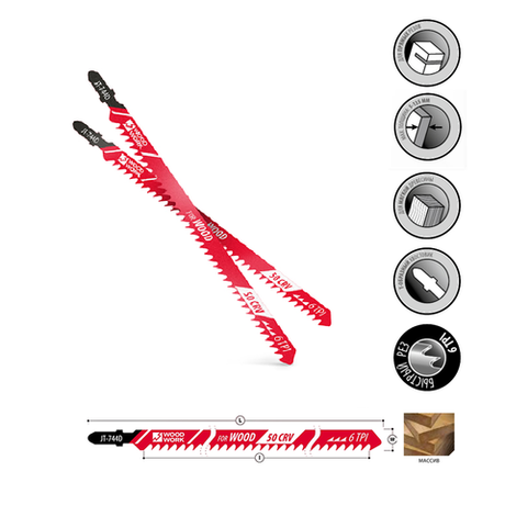 Новинка! Пилки лобзиковые 5 шт. Woodwork I=125 W=9,6 L=152 TPI=6 дерево, быстрый рез прямой, для электролобзика JT-344D