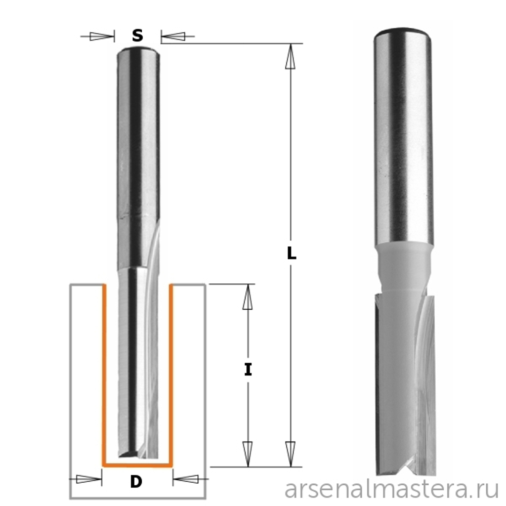 Фреза пазовая прямая S12 D12 I70 L110 CMT 912.1270