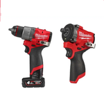 УДОБНЫЙ КОМПЛЕКТ: Аккумуляторная Дрель - шуруповерт M12 FDD2-402 с 2 аккумуляторами, зарядным устройством 4933479874 и Гайковерт M12 FUEL FCIWF12G3-0 4933493454 MILWAUKEE N073-2AM