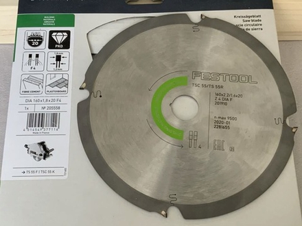 Пильный диск с алмазным зубом ABRASIVE MATERIALS DIA 160x1,8x20 F4 FESTOOL 205558