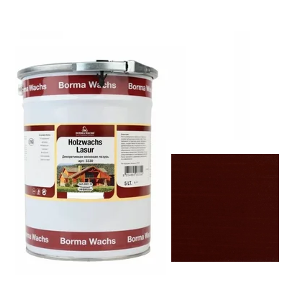 ЧЕРНАЯ ПЯТНИЦА! Декоративная ВОСКОВАЯ лазурь / Масло для фасадов Borma Holzwachs Lasur 5 л цвет 33 Светлый махагон для наружных и внутренних работ R3330-14
