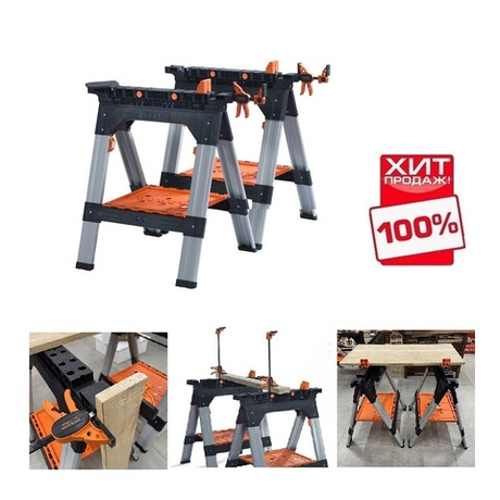 СУПЕР ХИТ! Козлы многофункциональные 2 шт Плюс 2 струбцины EZ Pony Jorgensen 60400