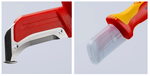 Новинка! Нож для удаления изоляции KNIPEX 180 мм для кабеля VDE с "пяткой", нерж. хирургическая сталь, 2К диэлектрическая ручка KN-9855SB