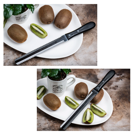 ХИТ! Японский Кухонный нож TOJIRO FUJI CUTLERY Серия Special series для замороженных продуктов, костей, хрящей, длина ножа 315 мм, лезвия 190 мм, сталь Мо-V, рукоять термопластик, заточка серрейтор FG-3400