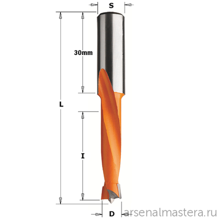 Сверло HW для присадочного станка 8 x 35 x 70 Z2 плюс 2 S 10 x 30 RH CMT 311.080.11