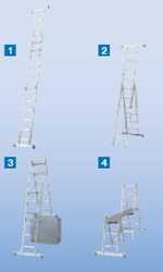 Шарнирная комбинированная лестница - стремянка Krause STABILO 2x3 и 2x6 133922