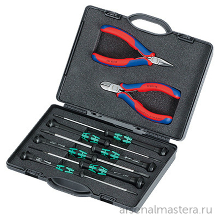 Набор инструментов для электроники 8 шт в практичном кейсе KNIPEX KN-002018