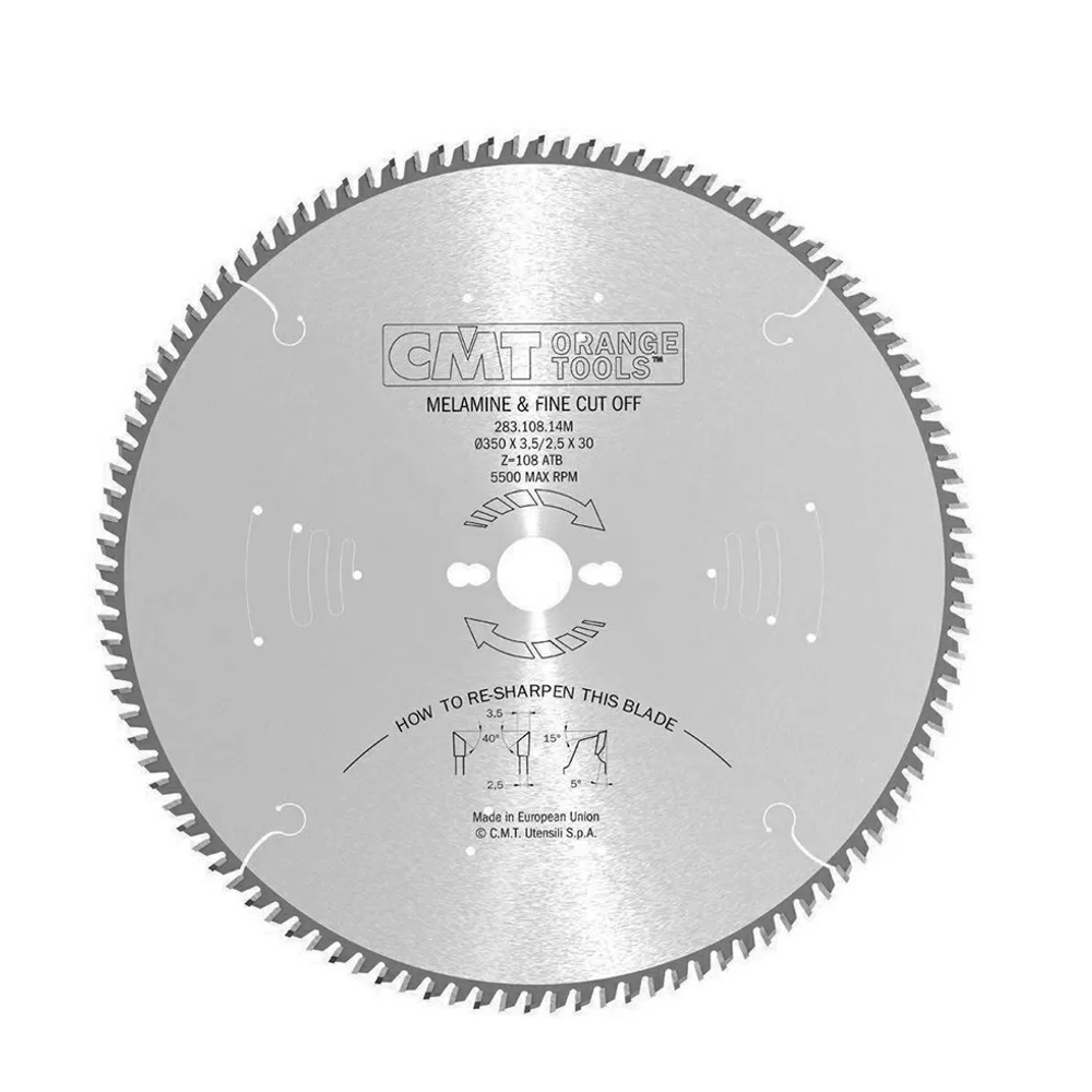 Диск пильный Ultra Fine Finishing 350 x 30 x 3,5 / 2,5 5 гр 40 гр Hi ATB Z 108 CMT 283.108.14M