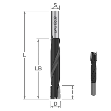 Новинка! Фреза HW для глубокого пазования CMT D 16 x 20 / 70 L 130 Z 2/R S12 x 40 RH со стружколомом, для врезки замков и глубоких пазов в древесине S161.161.11