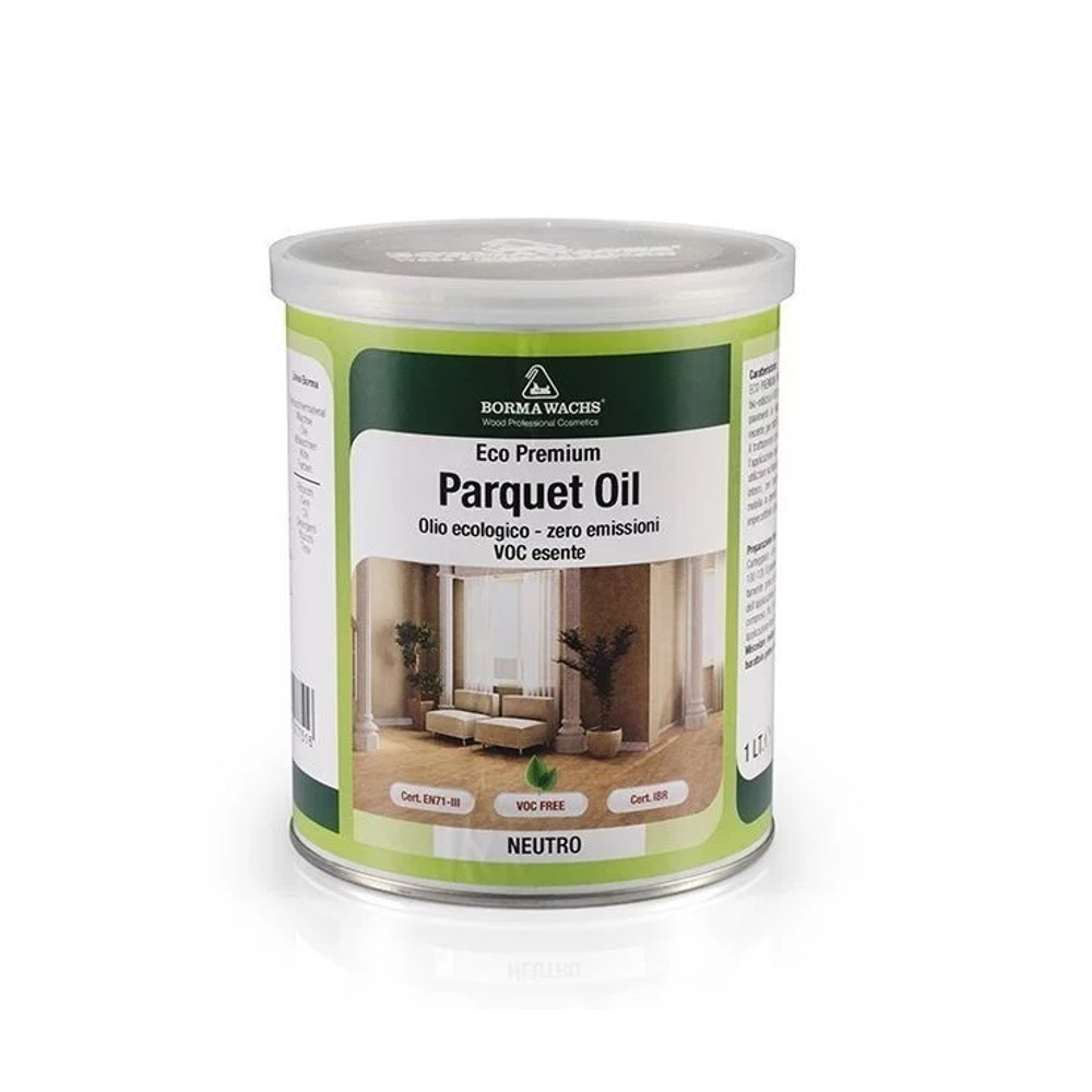 Новинка! Масло для паркета с высоким сухим остатком ECO PREMIUM Parquet Oil High Solid 1 л для внутренних работ Borma VOC4951HS