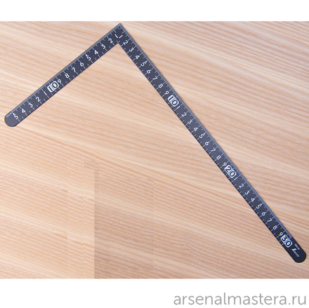 ХИТ! Угольник столярный плоский Shinwa 300 х 150 мм черный отсчёт нижней шкалы - от наружнего угла с шагом 5 мм 12435 М00013227