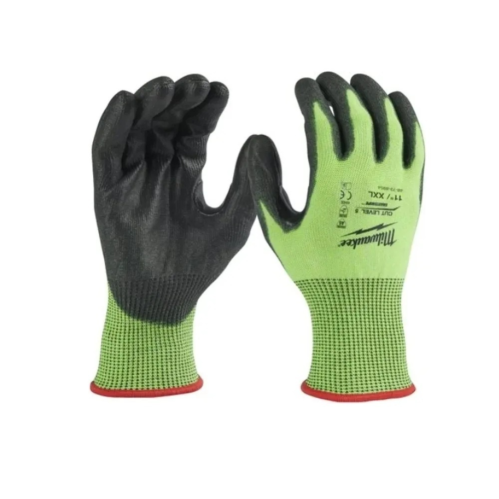АКЦИЯ СИЗ! Перчатки защитные сигнальные Hi-Vis Cut level Хай Виз Кат Левел 5 уровень сопротивления размер XXL/11 MILWAUKEE 4932479935