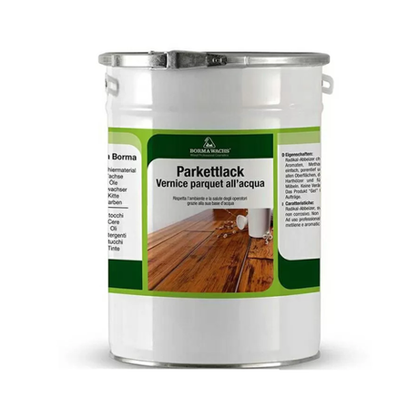 Новинка! Паркетный лак на водной основе Borma Parquet Lack самогрунтующийся 30-40 процентов 5 л для внутренних работ NAT4102-30