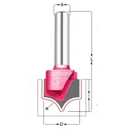 Фреза скругление R 9.53 Z 2 D 19,05 x 15.88 x 59 S 12 PROCUT 225251P