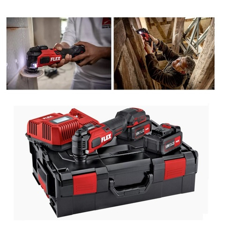 Новинка! Комплект MT 18.0 EC / 5.0 Set Аккумуляторный многофункциональный инструмент (реноватор), Два Аккумулятора 5 Ач , Быстрое зарядное устройство 9А в кейсе FLEX 518417