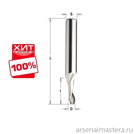 ХИТ! Фреза спиральная по алюминию HSS Co Z1 S8 D 3 x 12 x 60 RH CMT 188.030.51