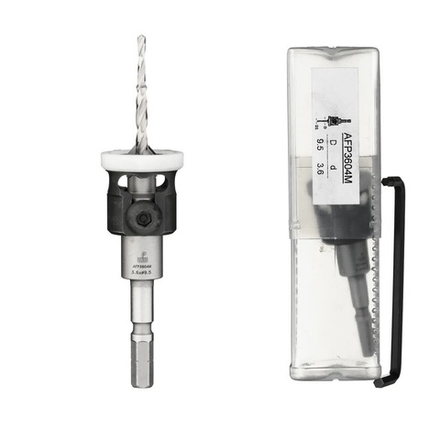 Зенковка оправка коническая БЕЗ ЦАРАПИН D 9,5 сверло ступенчатое 3,6 - 2,4 мм хвостовик HEX 1 / 4 Festool CENTROTEC WPW AFP3604M